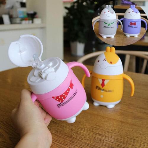 230lm Cute Rabbit Feeding Cup Baby With Straw Kids Training Cup Baby Drinker Children Learn Feeding Drinking Bottle With Handle
