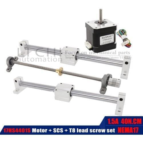 42 stepper motor kit SCS linear bearing aluminum block + 17HS4401S motor + SK8 fixed bearing + linear guide shaft + T8 screw