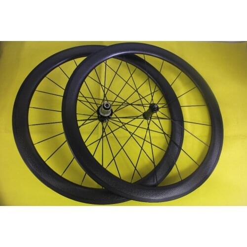 50mm dimpled carbon wheelset road bike front 18 rear 24 holes tubular Powerway R36 hubs Internal Nipples aero racing wheels