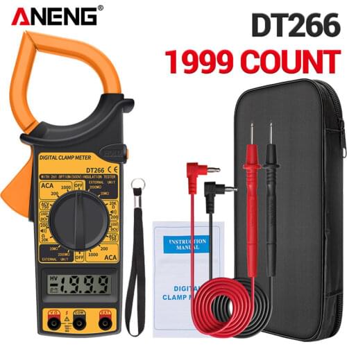 ANENG DT266 LCD 1999 Count Digital True RMS Professional Clamp Meter ACDC Current Voltage Tester Data Show Auto Multimeter Clamp