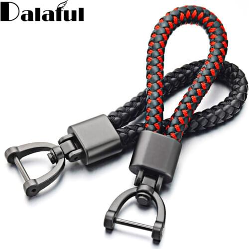 360 Degree Rotating Horseshoe Buckle Key Chain Hand Personality Woven Leather Car KeyChain DetachableHigh Quality Gift K393