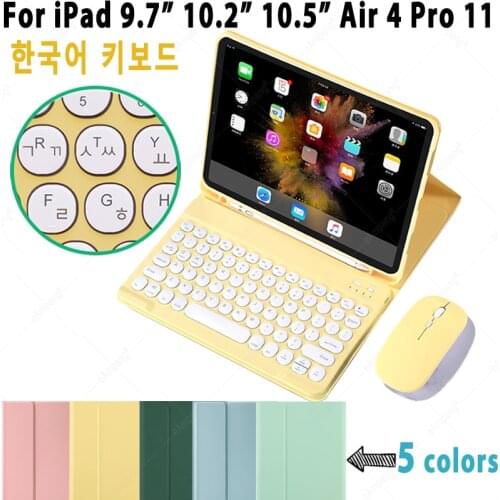 Korean Keyboard Case For iPad Air 3 4 4th 10.9 7th 8th 10.2 Pro 11 2021 2020 10.5 9.7 6th 5th Gen Keyboard Cover With Pen Slot