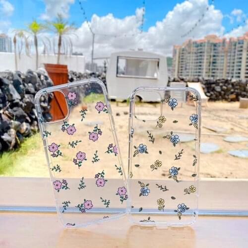 Korea Style Cute Floral Phone Case for iphone 12 11 Pro Max X XS MAX XR 7 8 Plus SE 2020 Soft Clear Flower Back Cover Fundas