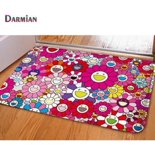 DARMIAN Colorful Sunflower Flower Print Floor Carpet Europe Style Anti-Slip Rugs Living Room Kitchen Outdoor Entrance Door Mats