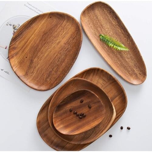 Whole Wood lovesickness Wood Irregular Oval Solid Wood Pan Plate Fruit Dishes Saucer Tea Tray Dessert Dinner Plate Tableware Set