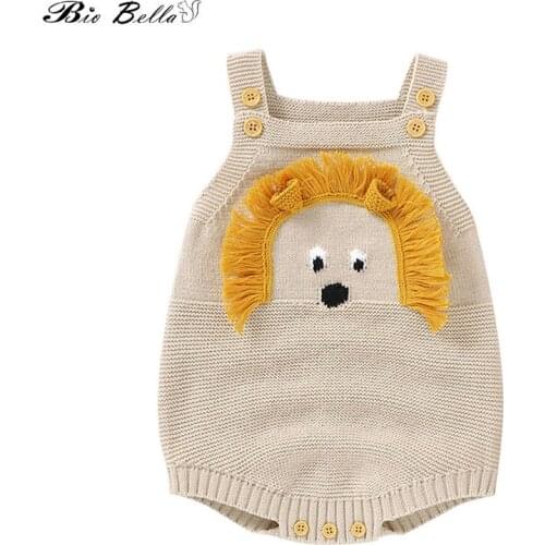Newborn Baby Bodysuit Sleeveless Fashion Cartoon Boy Girl Sweater 0-24 Months Infant Knitted Overalls Infant Kids Outfits Baby
