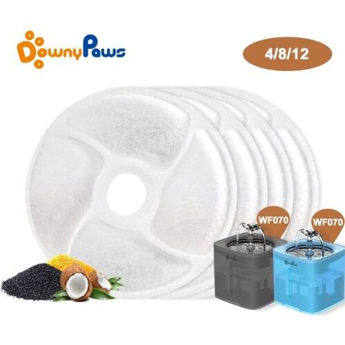 DownyPaws 4/8/12PCS Activated Carbon Filter For Cat Water Fountain WF070 Replacement Filters For Pet Automatic Drinking Fountain
