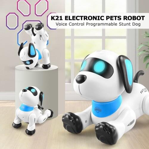 K21 Electronic Robot Dog Stunt Dog Remote Control Robot Dog Toy Voice Control Music Dancing Toy for Kids Birthday Gift
