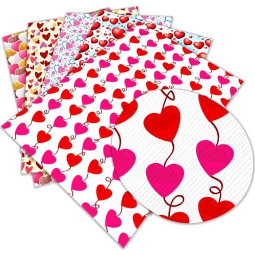 New Loving Heart Pattern Printed Valentines Day Faux Leather A4 22x30cm for DIY Holiday Decoration Accessory Crafts Material
