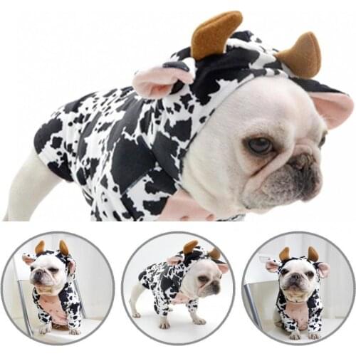 Creative Stylish Puppy Hooded Winter Clothing Soft Puppy Winter Clothes Cows Cosplay for Theme Party