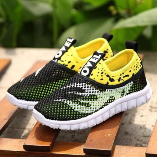 Dropshipping Summer Boys Girls Running Shoes Kids Sneakers for Mesh Breathable Children Shock Absorption Soft Rubber Sole School