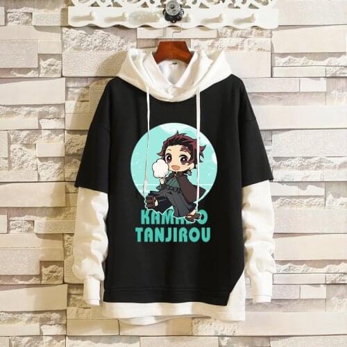 The Blade of Demon Slayer Nidou Tanjirou My Wife Zenyizui Hirasuke Men and Womens New Fake Two-piece Cosplay Sweatshirt 2021