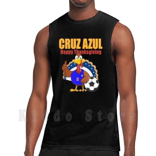 Cruz Azul Mexican Team With Football Thanksgiving Gift Tank Tops Vest 100% Cotton Cruz Azul America Club America