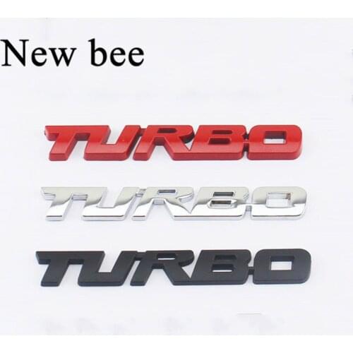 Newbee 3D Metal TURBO Emblem Badge Logo Car Styling Rear Trunk Sticker For Audi Seat Peugeot Renault Hyundai Buick Porsche RS VW