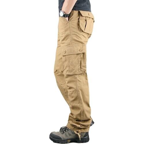 2021 Mens Autumn and Winter New Multi-Pocket Outdoor Casual Pants Youth Loose Cotton Casual Pants