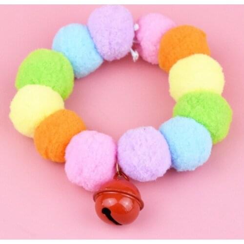 Pet Soft Plush Ball Elastic Collar Adjustable Bells Necklace Dog Cat Personalized Pets Accessories