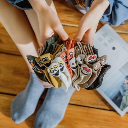 5 Pair Short Socks pack Women Ankle Socks Cute Set cartoon Funny Socks Happy Cotton harajuku korean Kawaii Sock calcetines mujer
