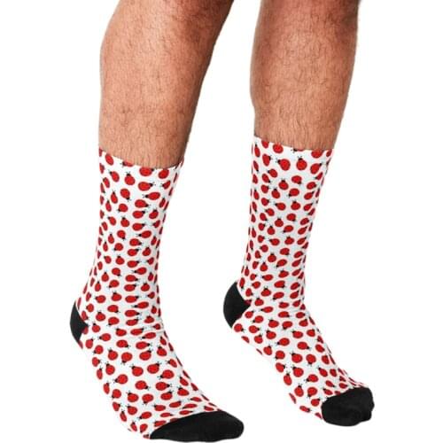 Funny Men socks cute red Ladybug Pattern Printed hip hop Men Happy Socks cute boys street style Crazy novelty Socks for men