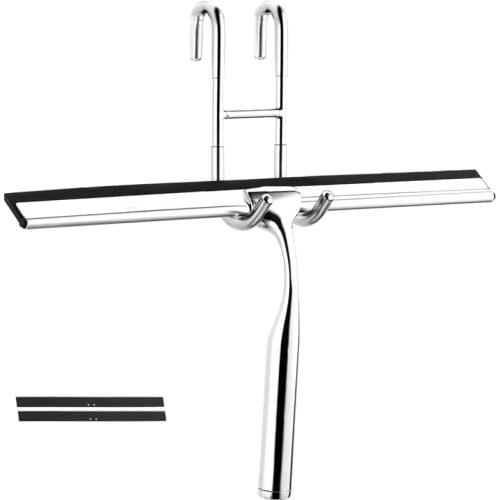 New Squeegee Stainless Steel Shower Wiper 31cm Shower Squeegee Without Drilling Window Puller with Wall Hanger 2 Silicone