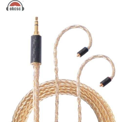 OKCSC Helios-Au 56 Cores Earphone Upgrade Cables MMCX Jack Pure Silver Real Gold Plated 3.5mm Plug Cable Cord