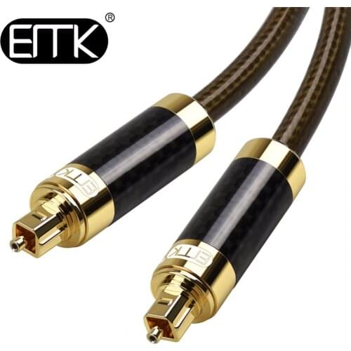EMK Optical Audio Cable Carbon Fiber Shell Digital SPDIF Optical Toslink Audio Cable OD8.0 10m 15m 20m