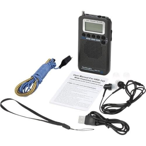 New-HanRongDa HRD-737 Portable Radio Aircraft Band Receiver FM/AM/SW/ CB/Air/VHF Radio World Band with LCD Display Alarm Clock