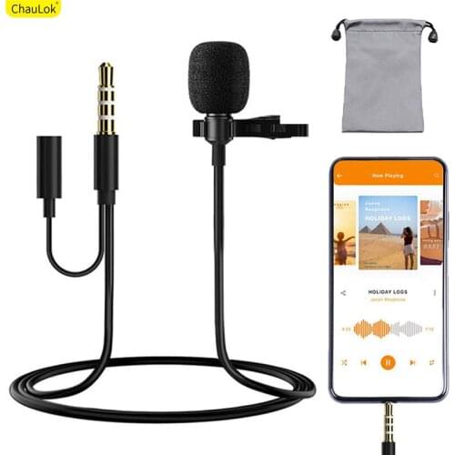 Mini Professional Lavalier Lapel Microphone Condenser Mic for iPhone 3.5mm Android Smartphone with Earphone Jack for Recording
