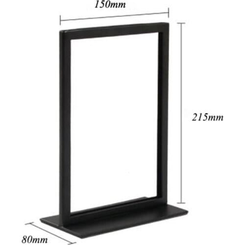 Top Guality A5 Two-side Table Interior Poster Display Stand In Store Black Powder Coated Surface Finish Couter top Menu Frame