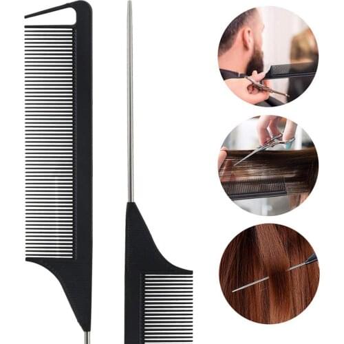 High Dense Barbershop Steel Needle Rat-tail Shape Anti-static Hairdressing Comb Styling Tools & Accessories