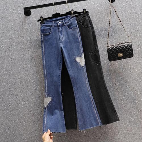 Женские джинсы с вышивкой YM-capacity for love China At AliExpress