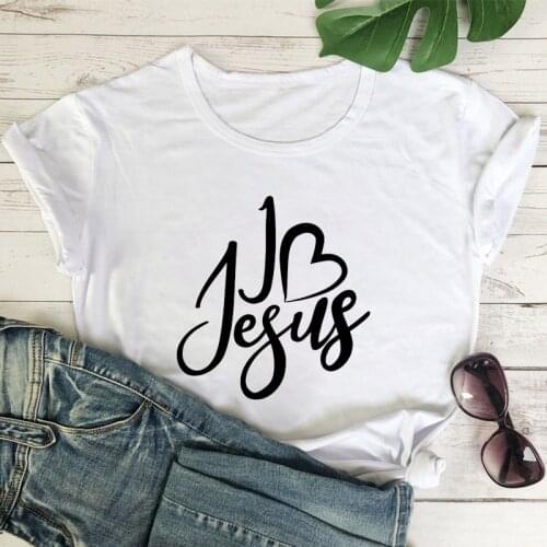 Short Sleeve T shirt female Jesus Love heart shape Print Tshirt Fashion tee shirt 2021 Summer Womens T-shirt O-neck tshirt
