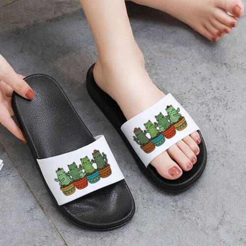 2021 new women casual sandals Kawaii Cactus plant print slippers Summer Beach Fashion Open Toe flip flops female