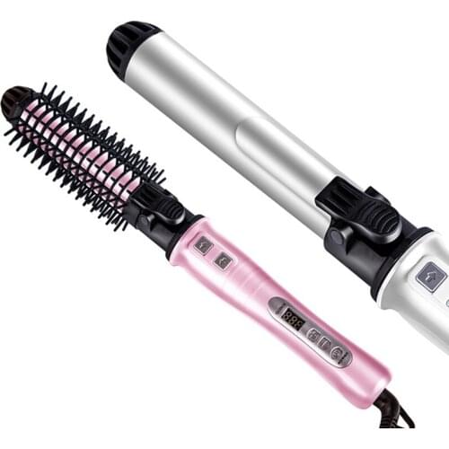 1 Set Automatic Hair Curler Comb Brush Ceramic Electric Curling Iron, 28-gear LCD Display Hair Curler Rod Bar Styling Combs