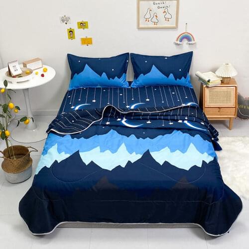 1 pc Quilt for Summer Reactive Printed Summer Bedspread Machine Washable Summer Comforter and Duvet (no pillowcase)