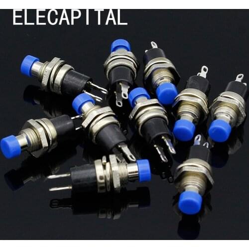 10pcs NO Normally Open Mini Momentary Spring Return Push Button Switches Blue