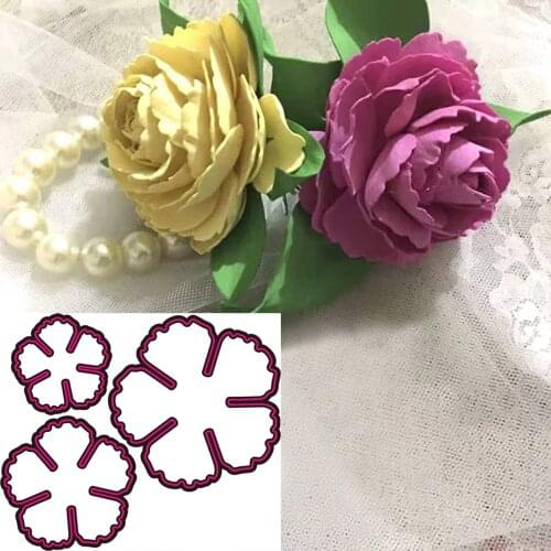 3pcs Flower Metal Cutting Dies Cutter Stencils Scrapbooking Decorative Embossing Photo Album Decor Card Making DIY Crafts