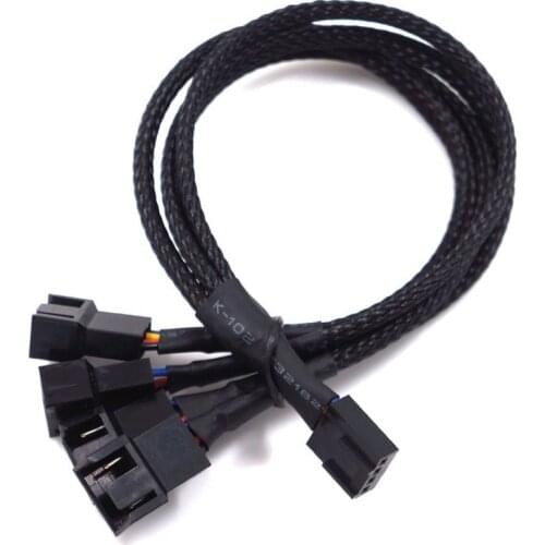 4 Pin Pwm Fan Cable 1 To 4 Ways Splitter Black Sleeved 27cm Extension Cable Connector PWM Extension Cables