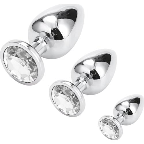 Anal Toys for Couples Gay Men Butt Plug Suit Metal Anal Trainer Crystal Butt Plug Suit SM Butt Plug Female and Male Gender Gift