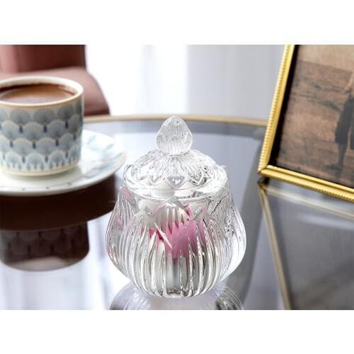 English Home Fiona Glass Sugar Bowl 7x7x9,5 cm Bowl Dish Candy Box Transparent Crystal Cap Chocolate Container breakfast Dishes Tableware