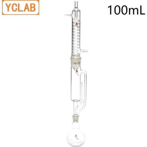 YCLAB 100mL Extraction Apparatus Soxhlet with Coiled Condenser and Ground Glass Joints Laboratory Chemistry Equipment