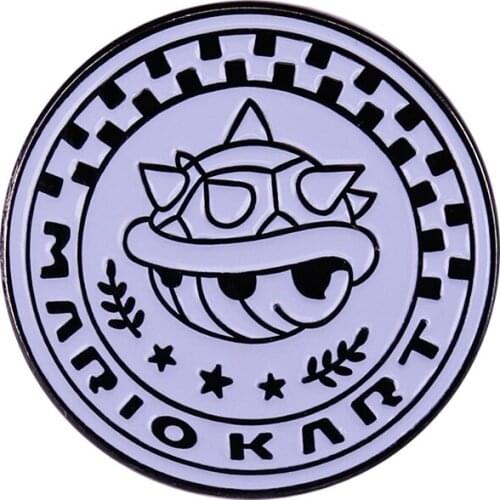 Game Kart Brooch White Round Button Badge cute turtle shell Decor