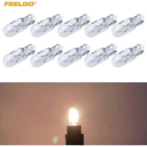 FEELDO 10Pcs Warm White Car T6.5 12V 3W Wedge Halogen Bulb External Halogen Lamp Replacement Dashboard Bulb Light #FD-1316