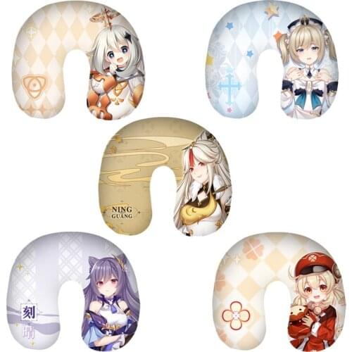 Genshin Impact Soft U Shaped Slow Rebound Memory Foam Travel Neck Pillow Flight Traveling Cotton Pillows Head Rest Cushion
