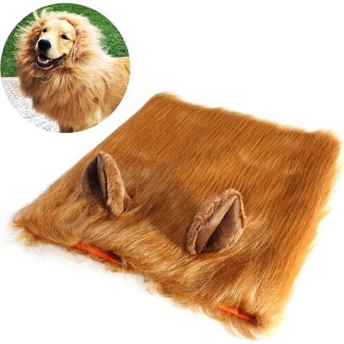 Pet Lion Headgear Hat Lion Hair Mane Costume with Ears for Dog Christmas Halloween Easter Festival Wig Cosplay Costume