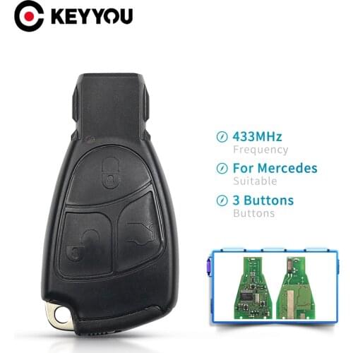 KEYYOU For Mercedes Benz B C E ML S CLK CL Complte Control Car Key 1996-2005 433Mhz 3 Buttons Smart Key NEC Remote Key Fob