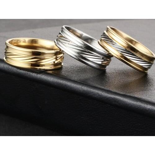 Carved Stainless Steel Finger Rings For Men Gold Silver Color Casual Rings Engagemen Wedding Band Jewelry Gift Accessories