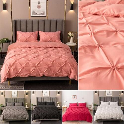 New Solid Pure Colors Jacquard Plaids Duvet Cover Sets Ultra Soft Comforter 3pcs Bedding Sets Duvet Cover Pillowcase Queen King