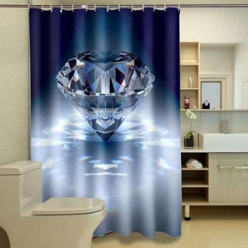 Beautiful Crystal Diamond Pattern Polyester Fabric Waterproof Shower Curtain Eco-Friendly Bathroom Curtain Home