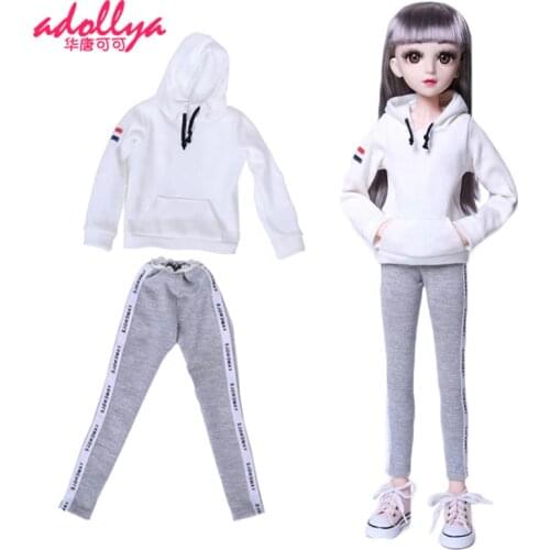Adollya 1/3 BJD Doll Clothes Full Set Long Sleeve Sportswear White Yellow Pink Casual Wear Cloth Clothes For Doll Toys For Girls