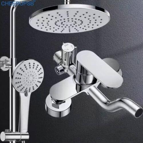 Bathroom SPA Massage Shower Set Round Disc Top Sprayer Bath Faucet Hot Cold Water Mixer Bathtub Tap Rail Fall Shower System Taps